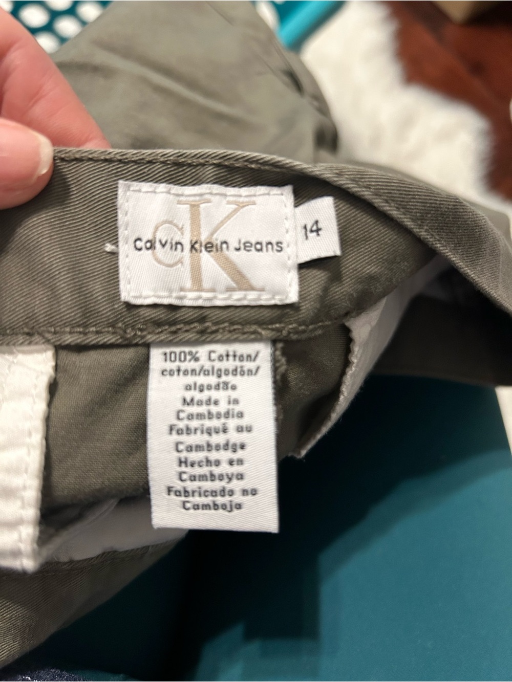 Calvin Klein Olive Green Cotton Cargo Shorts